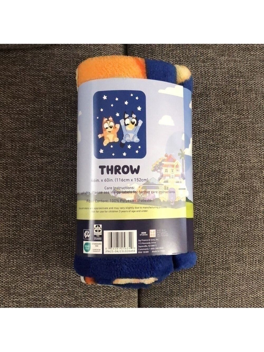 BBC Studio Bluey Bingo Blanket Kids Throw Microfiber Blue New - Picture 7 of 12